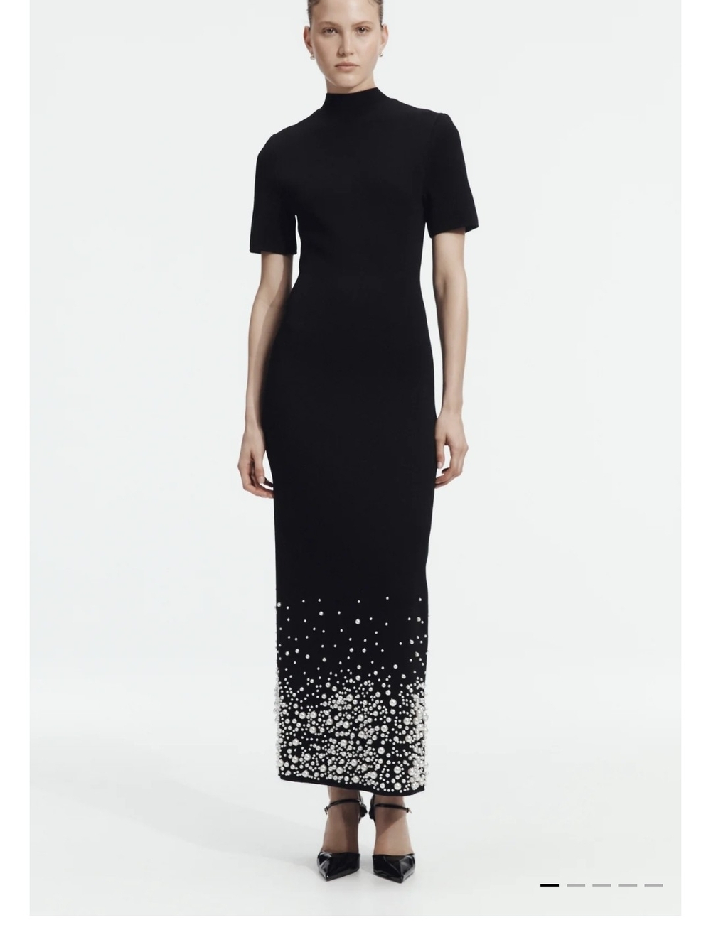RRP$599 Aje Black Knit Maxi Dress with Embellished Beaded Hem Sz AU Med US4-6